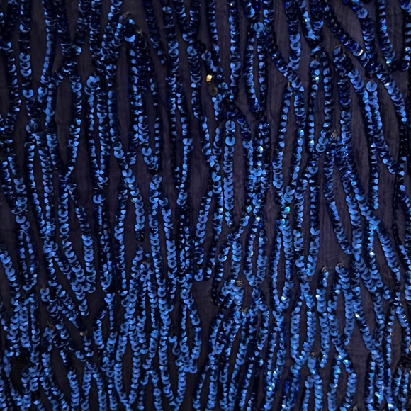 Fantasy by Lisa kane. 100 percent silk dress. Royal blue sequence - Picture 2 of 9